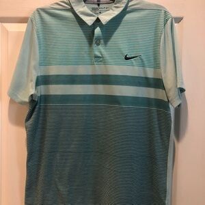 Nike Men's Aqua and Teal Striped Polo Shirt